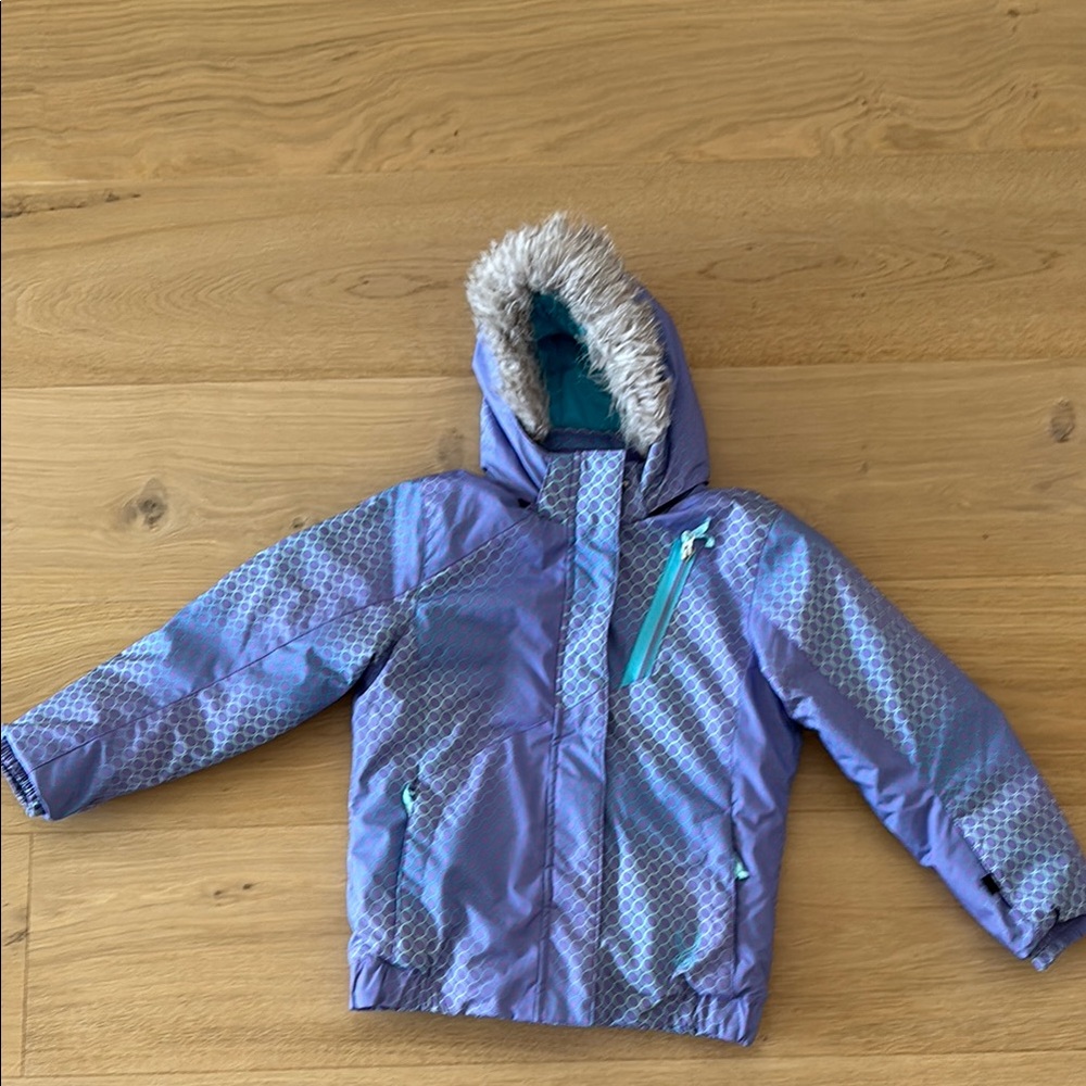 SPYDER Purple Hooded Winter Jacket with Fur Trim